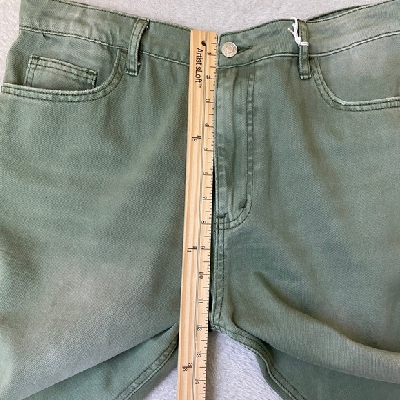 Vervet LA Distressed Cropped Wide Leg Jeans Women Size 30 Olive Green Grunge NWT - Picture 9 of 10